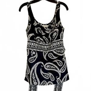 WHBM summer pattern blouse with tie back